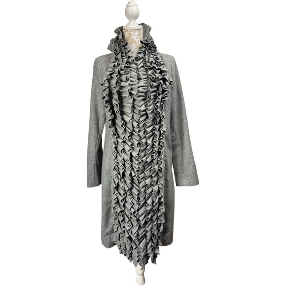 Sinclaire 10 Size Medium Gray Wool Blend Ruffle Coat Jacket Winter Festival - Picture 1 of 11